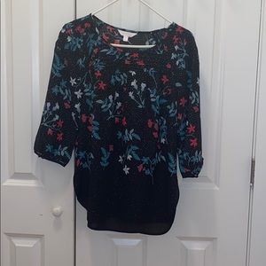 Cute floral black blouse